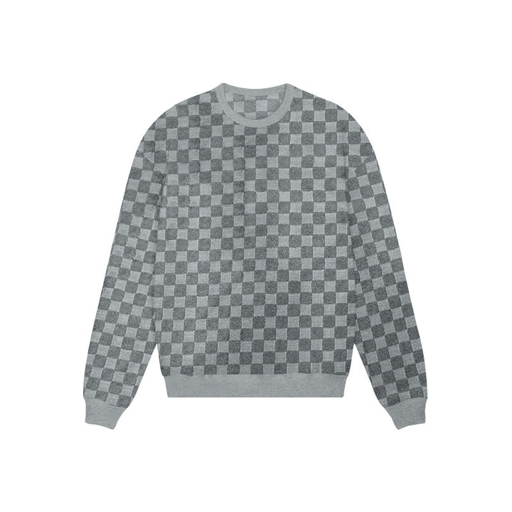 Herren strukturierter Strickpullover mit Rundhalsausschnitt und elastischem Bund Echoarchiv
