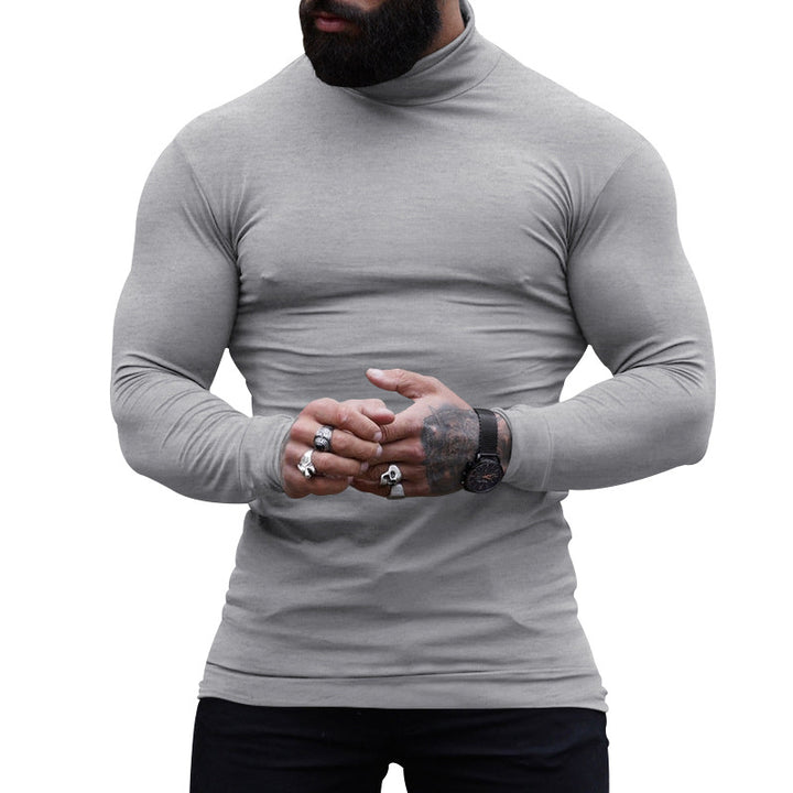Herren langärmliges T-Shirt mit Stehkragen und figurbetonter Passform Echoarchiv