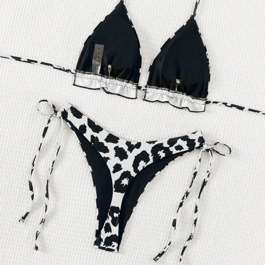 Damen Triangel-Bikini mit tiefem Ausschnitt und verstellbaren Bindebändern Echo Archiv