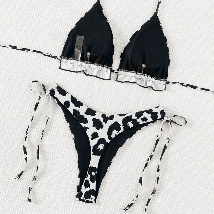 Damen Triangel-Bikini mit tiefem Ausschnitt und verstellbaren Bindebändern Echo Archiv