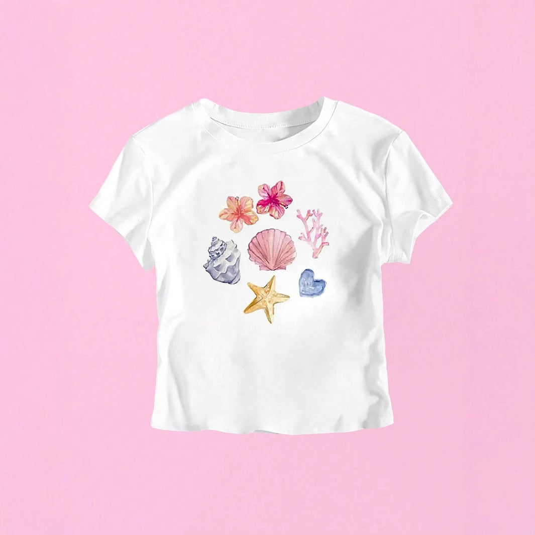 Damen Crop-T-Shirt mit maritimem Motiv Echo Archiv