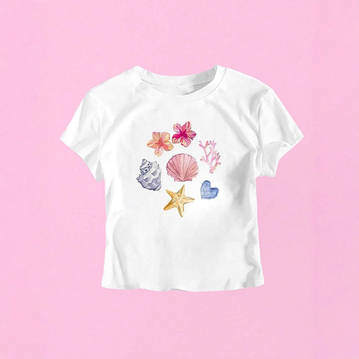 Damen Crop-T-Shirt mit maritimem Motiv Echo Archiv