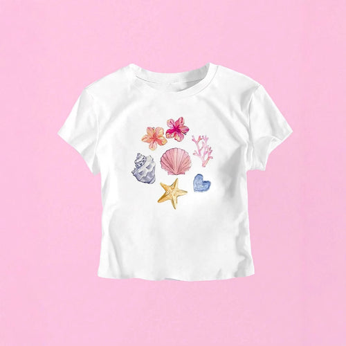 Damen Crop-T-Shirt mit maritimem Motiv Echo Archiv