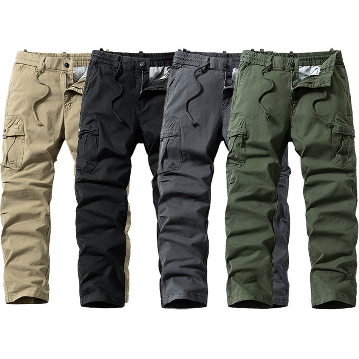 Herren Relaxed-Fit Canvas‑Cargohose mit Elastikbund, verdecktem Tunnelzug und Mehrfach‑Klappentaschen Echo Archiv