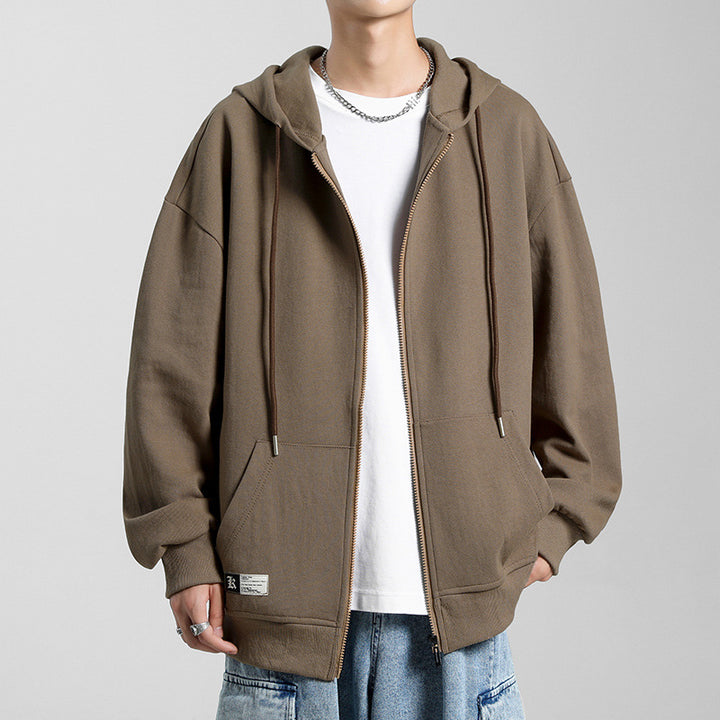 Herren bequeme Zip-Hoodiejacke mit oversized Schnitt Echoarchiv