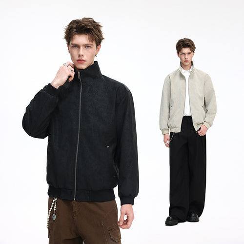 Herren Kunstleder-Blouson mit hohem Stehkragen und verdecktem Reißverschluss Echo Archiv