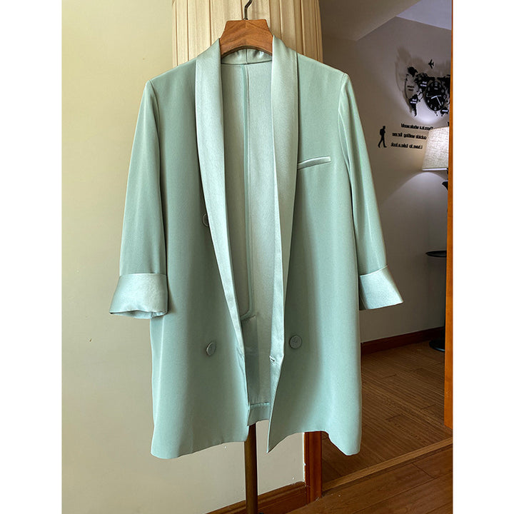 Damen Oversize-Blazerjacke mit Schalkragen und Satinbesatz Echo Archiv
