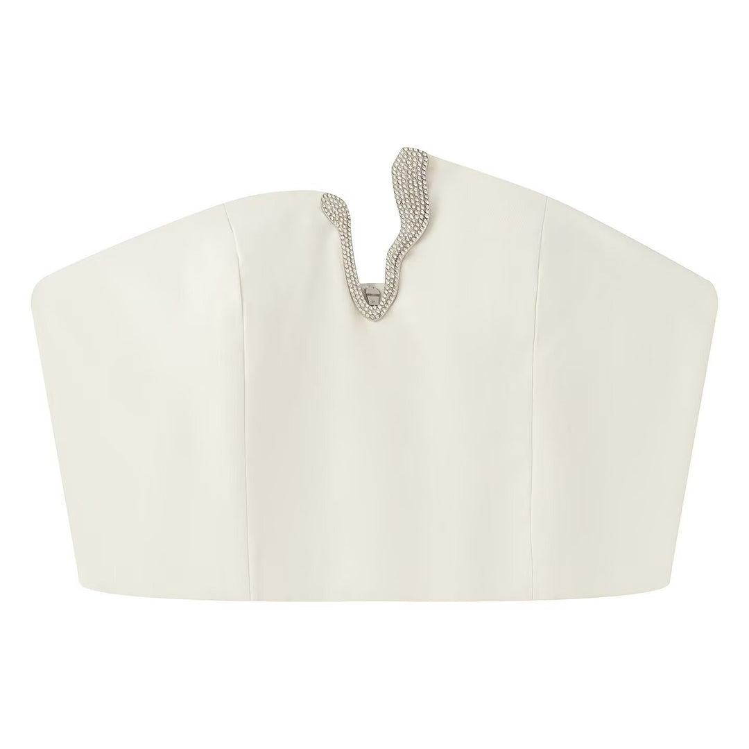 Damen Crop-Top und Mini-Rock Set mit dekorativem Detail Echo Archiv