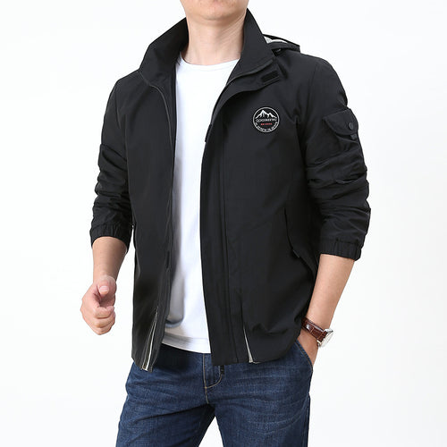 Herren Leichter Kapuzen-Softshellblouson im Urban-Outdoor-Stil mit Ärmeltasche und elastischen Bündchen Echoarchiv