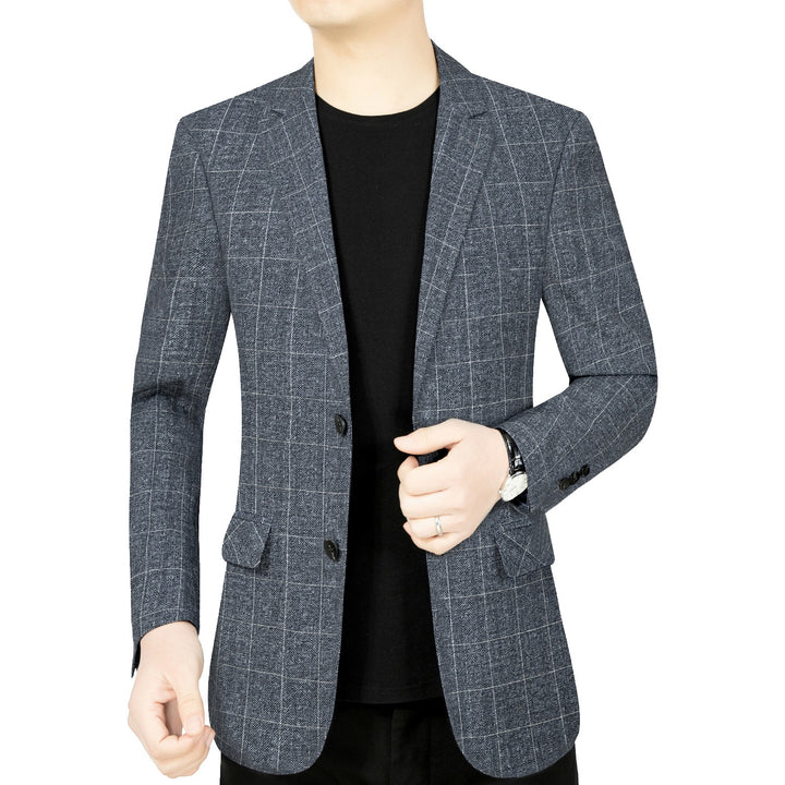 Herren Modernes Einreihiges City-Blazer mit aufgesetzten Taschen und leichter Halbfütterung – Tianoro