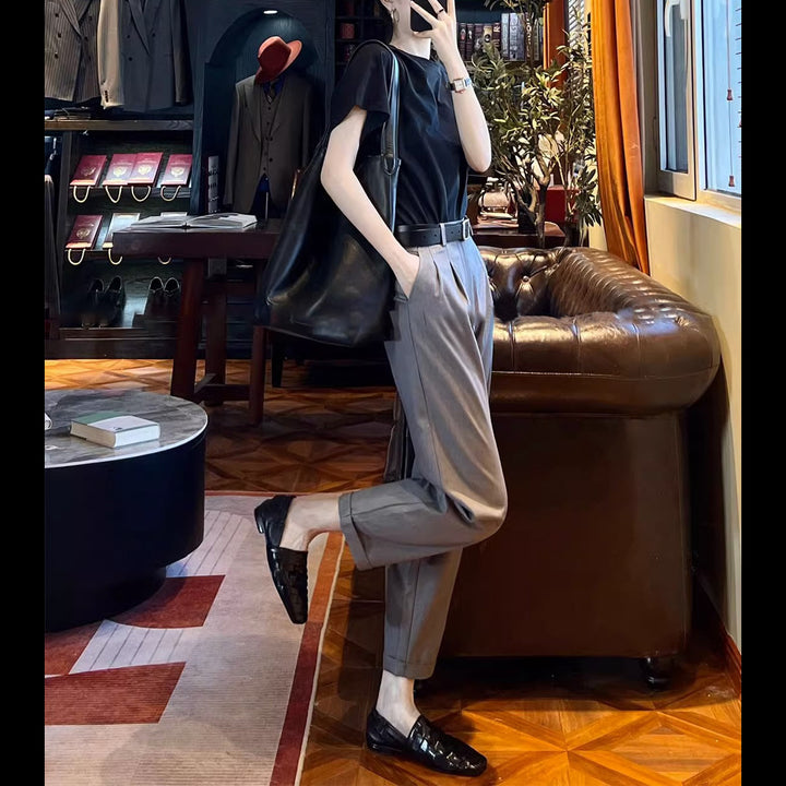 Damen Culotte-Anzughose mit Bundfalten und Umschlag Echo Archiv