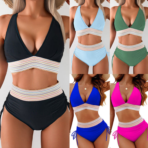 Damen Bikini-Set mit doppeltem Oberteil und verstellbaren Ruffy-Bindungen Echo Archiv