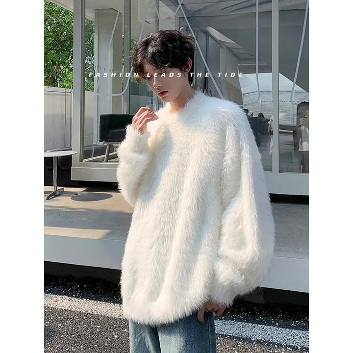 Damen Gemütlicher Oversized-Pullover mit flauschiger Textur Echoarchiv