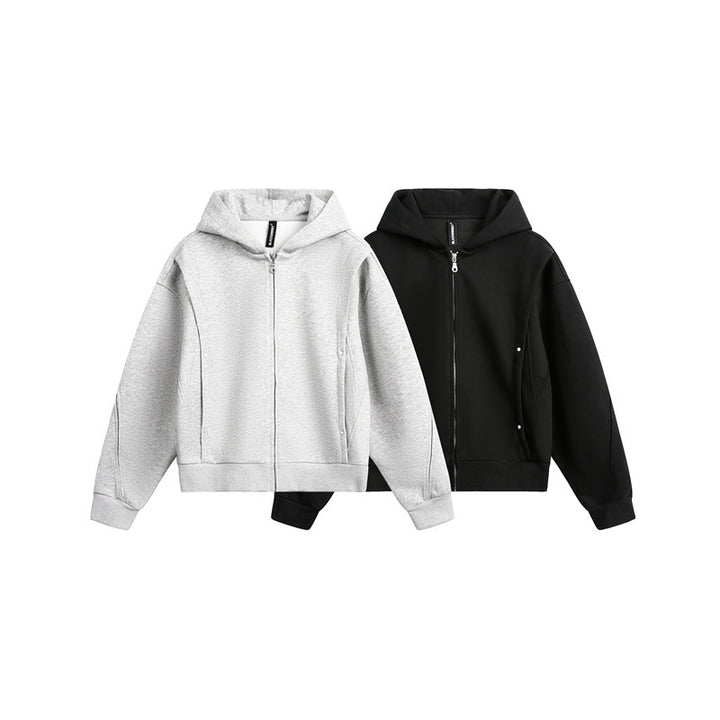 Unisex Oversize Kapuzen-Sweatjacke mit Reißverschluss und verdeckten Seitentaschen Echoarchiv
