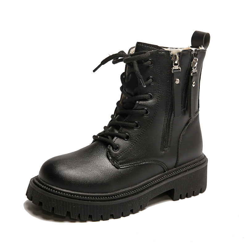 Damen nan knöchelhohe Schnürstiefelette mit doppeltem Seitenreißverschluss robuster Profilsohle und warmem Innenfutter Echo Archiv