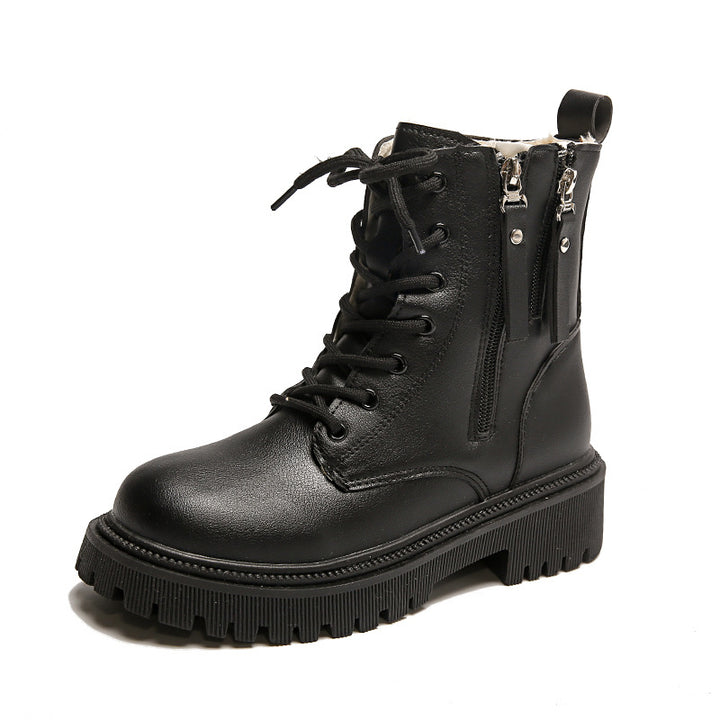 Damen nan knöchelhohe Schnürstiefelette mit doppeltem Seitenreißverschluss robuster Profilsohle und warmem Innenfutter Echo Archiv