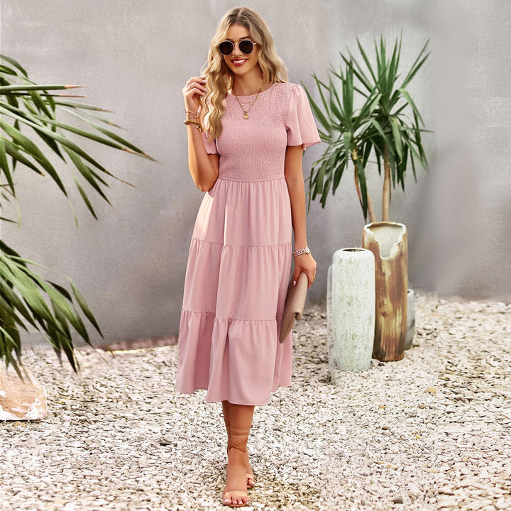 Damen Midikleid mit schwingendem Rüschensaum und elastischem Oberteil Echo Archiv