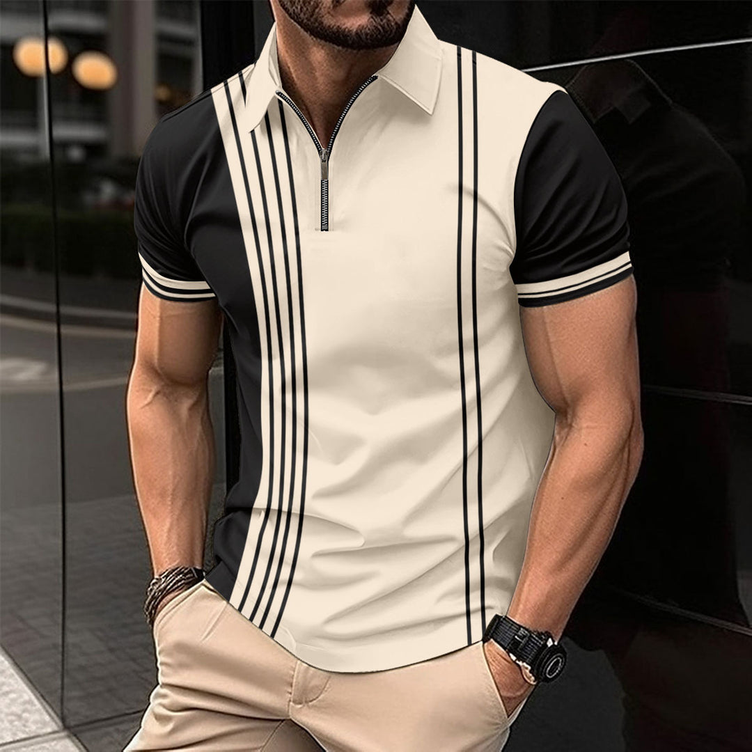 Herren Sportliches Kurzarm-Polo mit modernem Reißverschluss und Stretchmaterial Echoarchiv