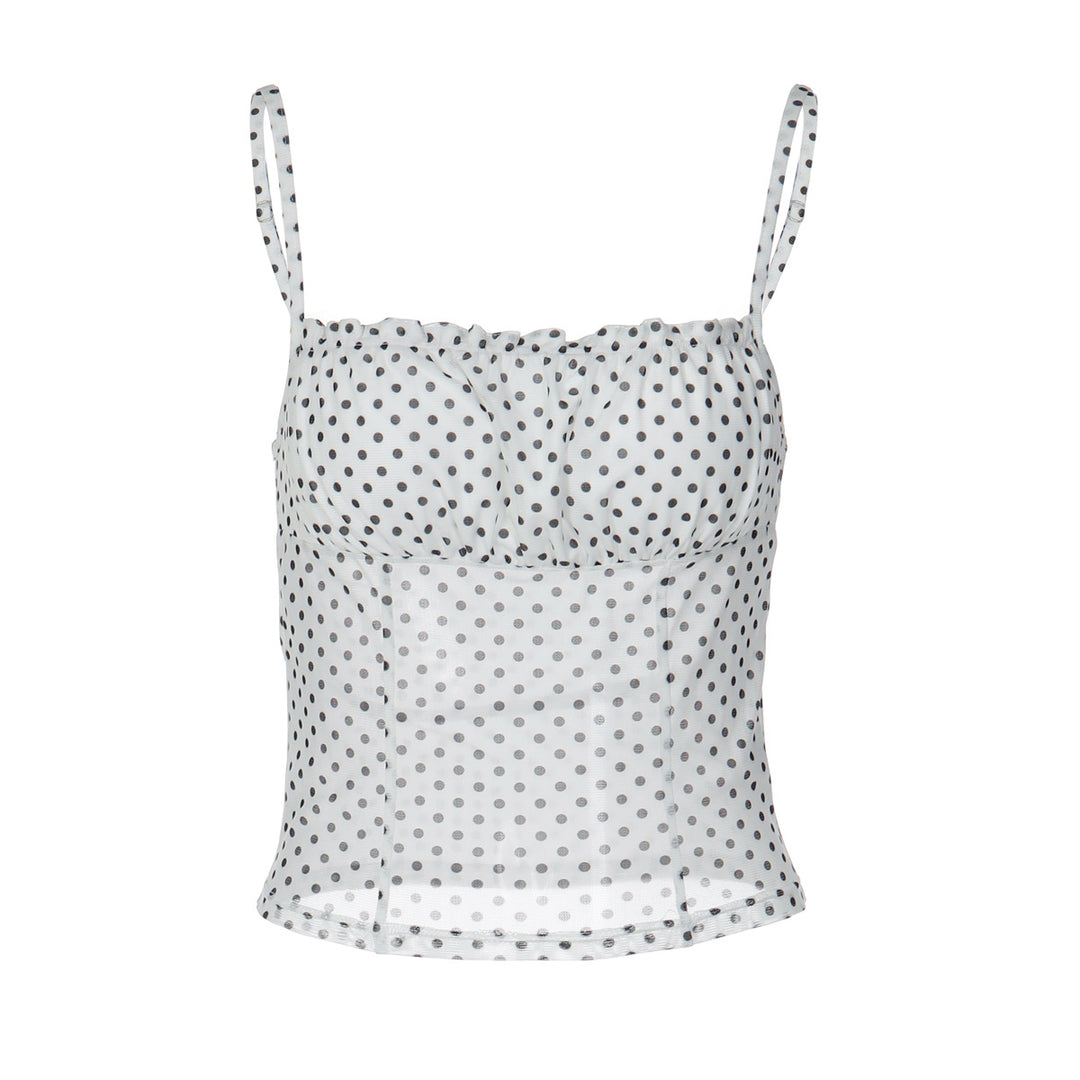 Damen Polka Dot Crop Top mit verstellbaren Trägern Echo Archiv