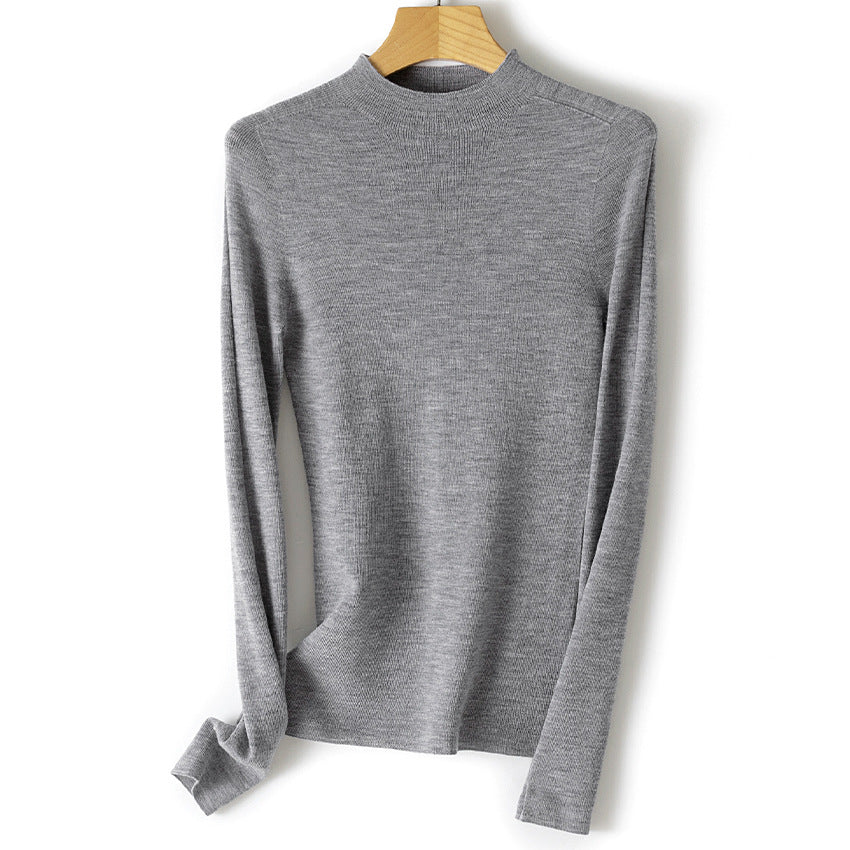 Damen Leichter Feinstrick-Pullover mit kurzem Stehkragen und schmaler Silhouette Echoarchiv