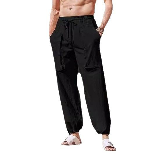 Herren lockere Sommerhose mit elastischem Bund und Taschen Echoarchiv