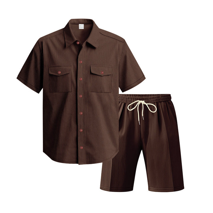 Herren elegantes Kurzarmhemd und kurze Hose Set Echoarchiv