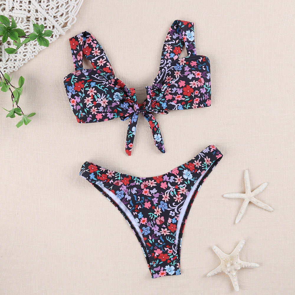 Damen Bikini-Set mit modischem Knotendesign und floralem Muster Echo Archiv