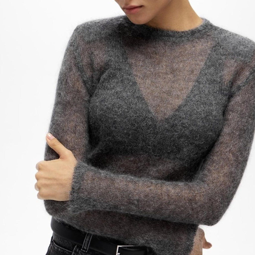 Damen feiner V-Ausschnitt Pullover aus Mohair-Wollmischung Echo Archiv