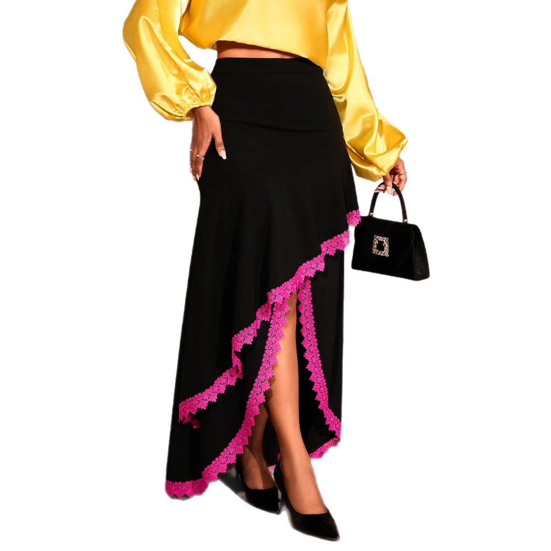 Damen eleganter Maxirock mit floralen Spitzenakzenten Echo Archiv