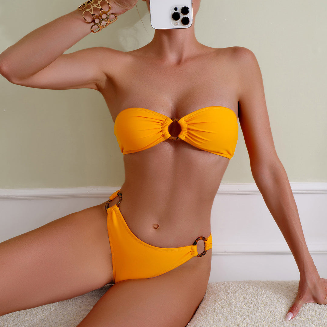 Damen Bandeau-Bikini mit Raffiniertem Knoten-Detail und Hoch geschnittenem Unterteil Echo Archiv