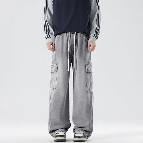 Herren Stonewashed-Denim Cargopalazzo mit extra weitem Bein und sichtbaren Ziernähten Echo Archiv
