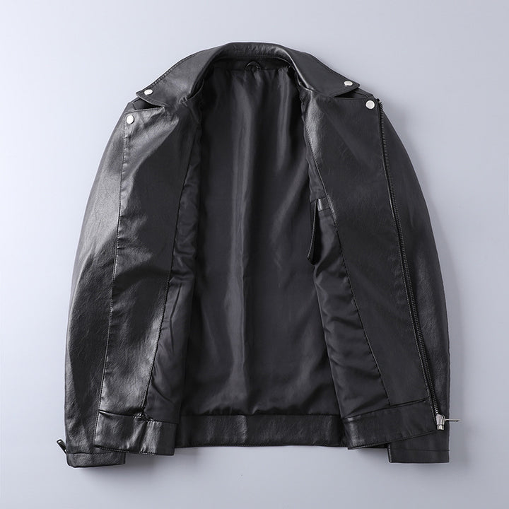 Herren Lederoptik-Bikerjacke mit asymmetrischem Reißverschluss und Ziptaschen – Valtoré