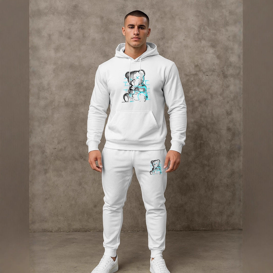 Herren bequemer Hoodie und Jogginghose Set mit einzigartigem Grafikdruck Echoarchiv