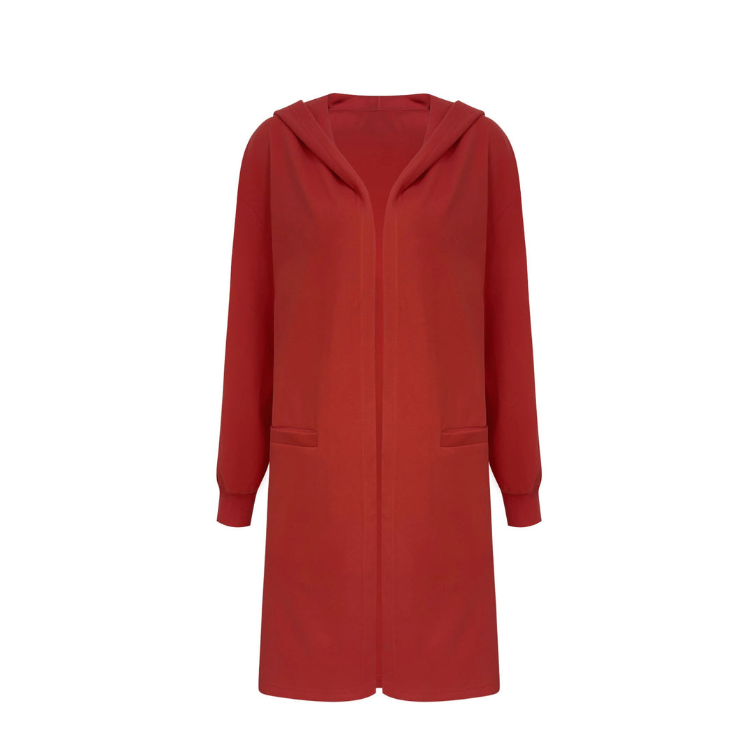 Damen Offener Longblazer mit Kapuze und Eingrifftaschen Echoarchiv