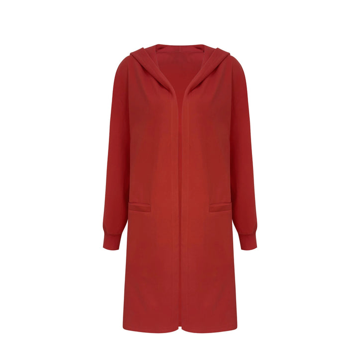 Damen Offener Longblazer mit Kapuze und Eingrifftaschen Echoarchiv