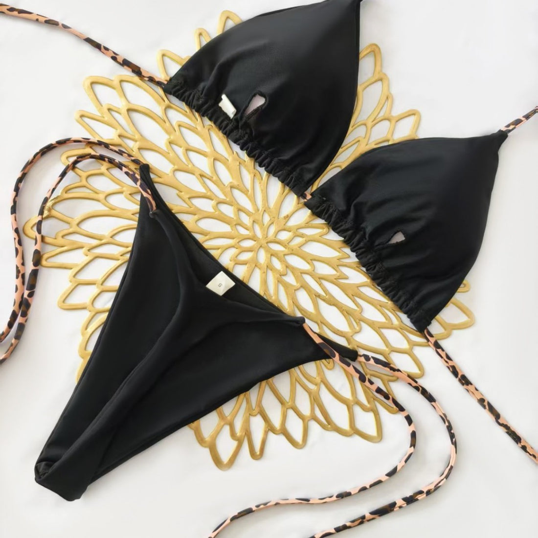 Damen Triangel-Bikini-Set mit verstellbaren Trägern und modischem Leoprint – Maréssa