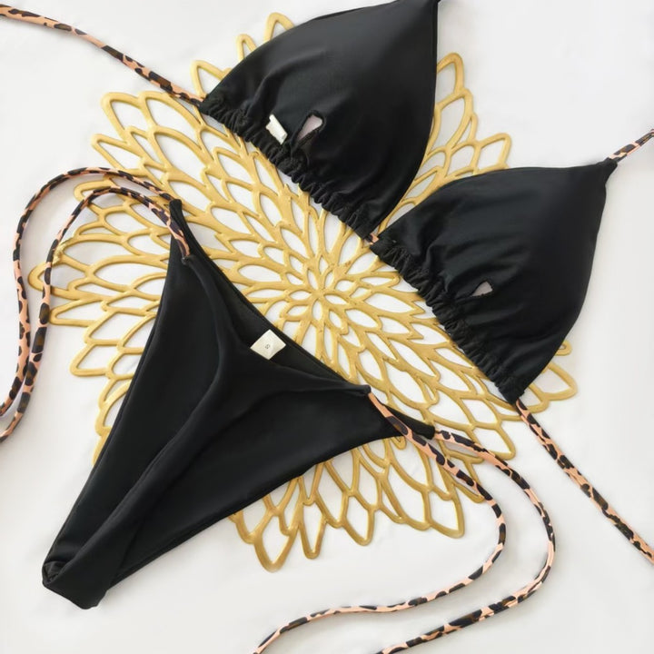 Damen Triangel-Bikini-Set mit verstellbaren Trägern und modischem Leoprint Echo Archiv