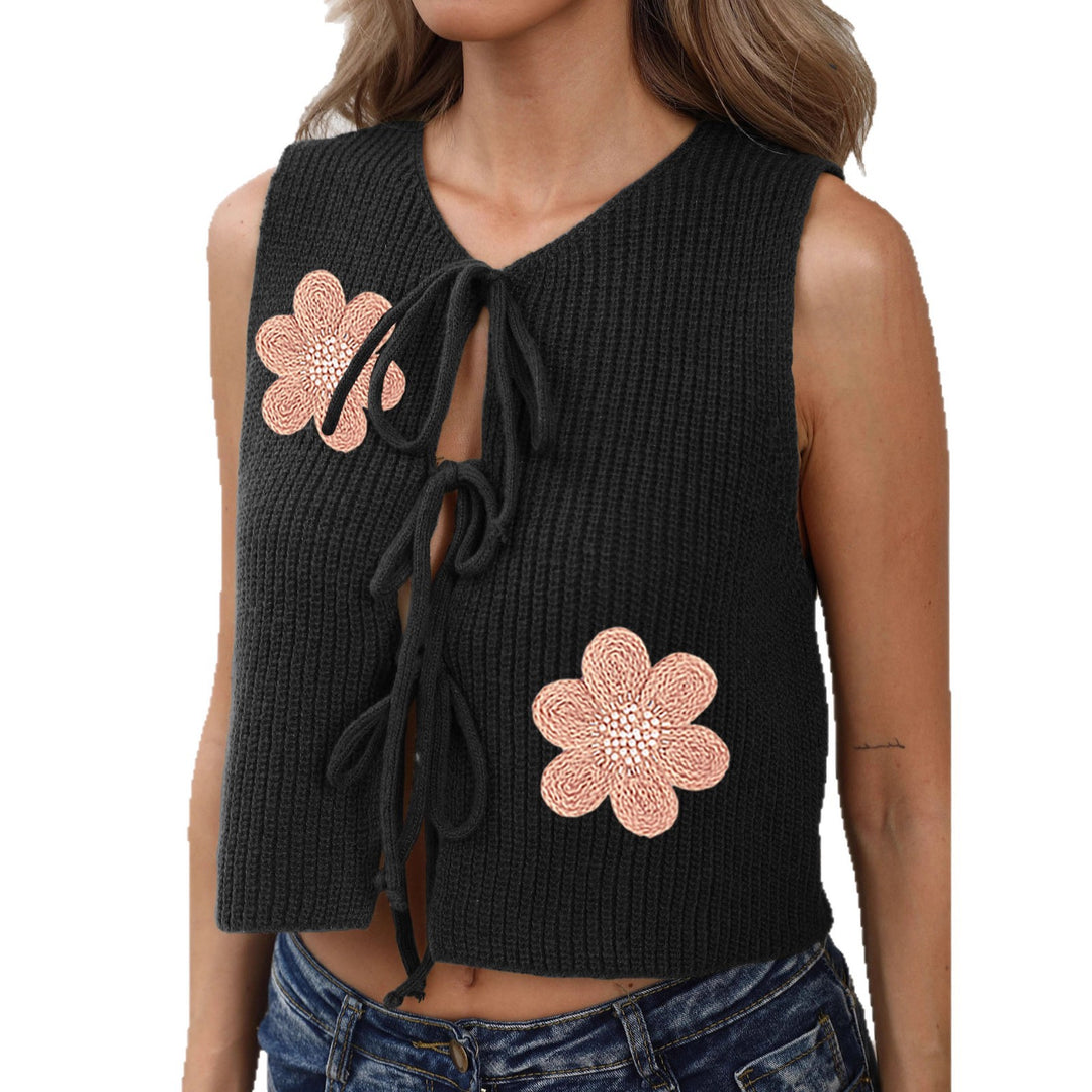 Damen luftiges Stricktop mit Blumenapplikationen Echo Archiv