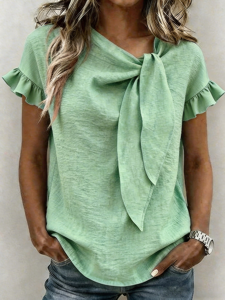 Damen Bluse mit Rüschenärmeln und Schleifendetail Echo Archiv