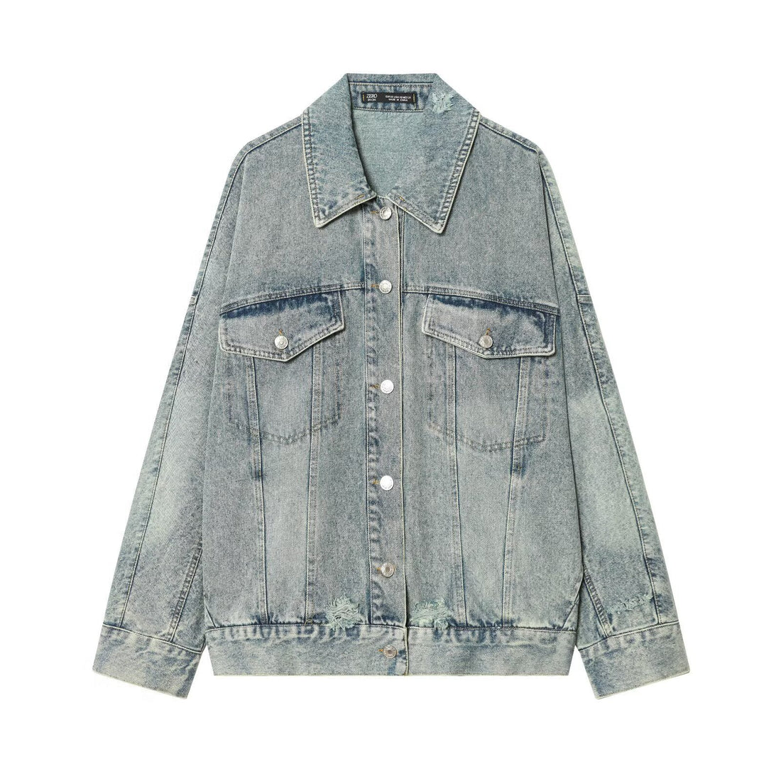 Damen Oversized Jeansjacke im Vintage‑Washed‑Look mit Brustklappentaschen Echoarchiv