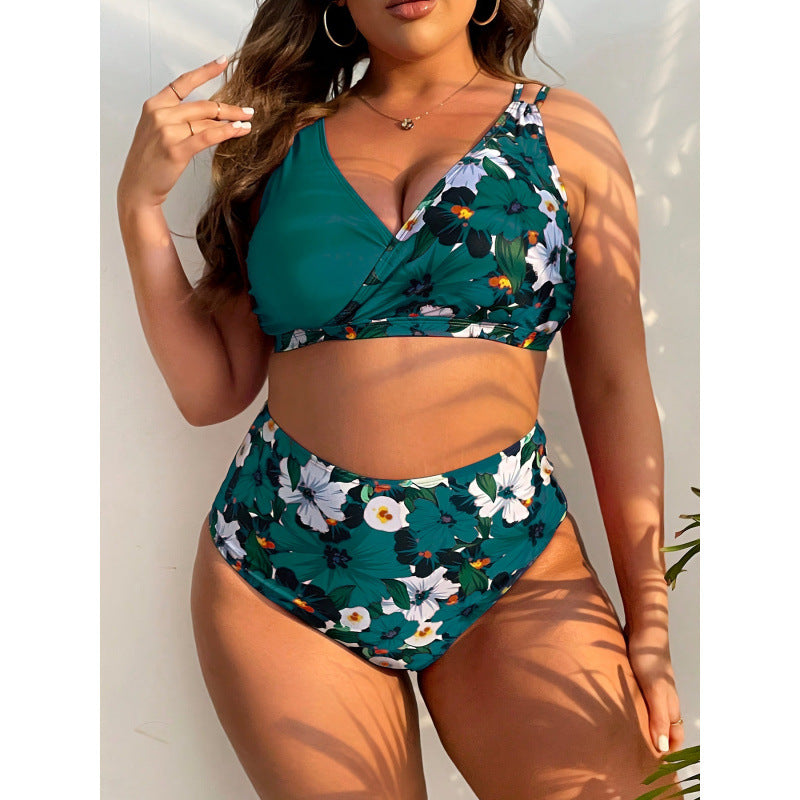 Damen Hochgeschnittener Bikini mit floralem Wickeldesign Echo Archiv
