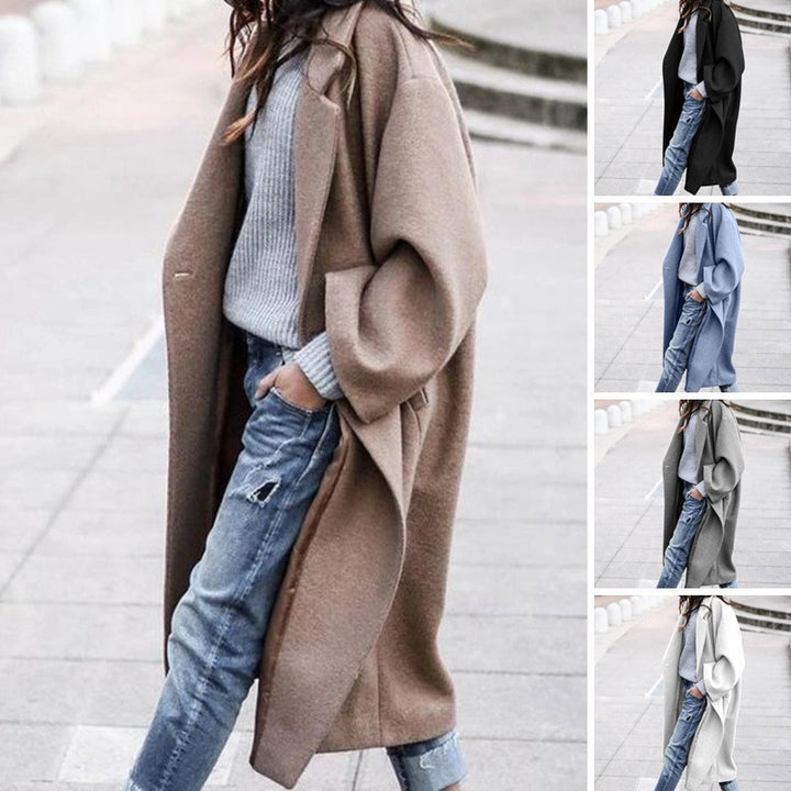 Damen nan langer Oversize Wollmix-Kimonomantel mit offener Vorderseite und tiefen Eingrifftaschen Echo Archiv
