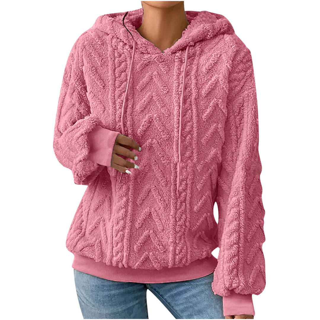 Damen nan kuscheliger Kapuzenpullover mit Zopfmuster Eingrifftaschen und Rippbündchen Echo Archiv