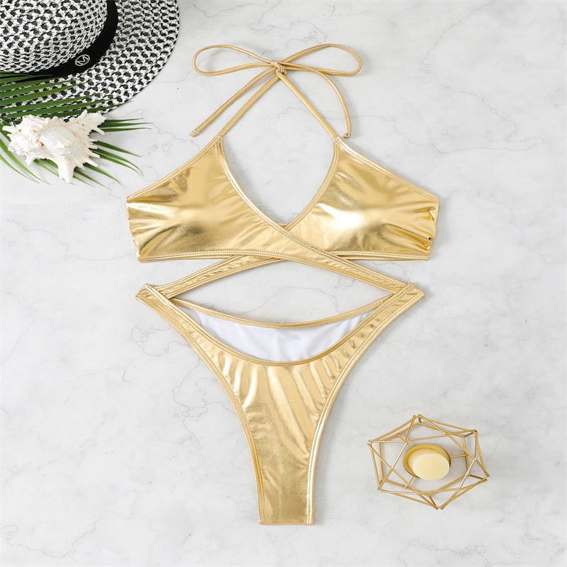 Damen Cut-Out Einteiler Badeanzug mit tiefem V-Ausschnitt und verspieltem Design Echo Archiv