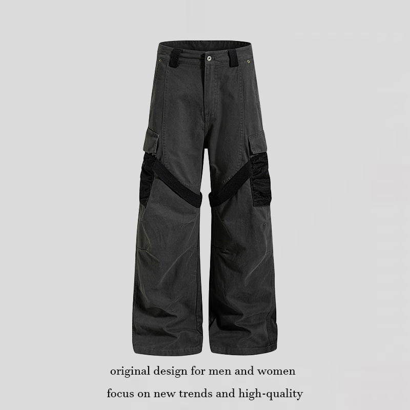 Damen Weite Cargo‑Palazzo‑Hose mit Utility‑Taschen und Mesh‑Einsätzen Echoarchiv
