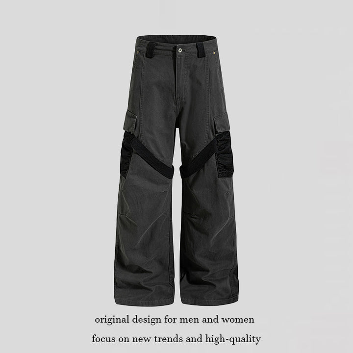 Damen Weite Cargo‑Palazzo‑Hose mit Utility‑Taschen und Mesh‑Einsätzen Echoarchiv