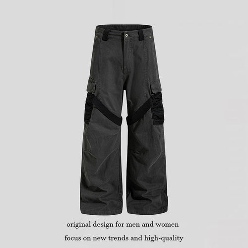 Damen Weite Cargo‑Palazzo‑Hose mit Utility‑Taschen und Mesh‑Einsätzen Echoarchiv