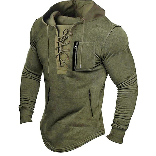 Herren Sportlicher Kapuzenpullover mit ausgefallenem Schnürverschluss Echoarchiv