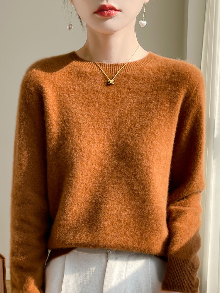 Damen Luxuriöser Kuschelstrick-Pullover mit Rundhals und Mohair-Optik Echoarchiv