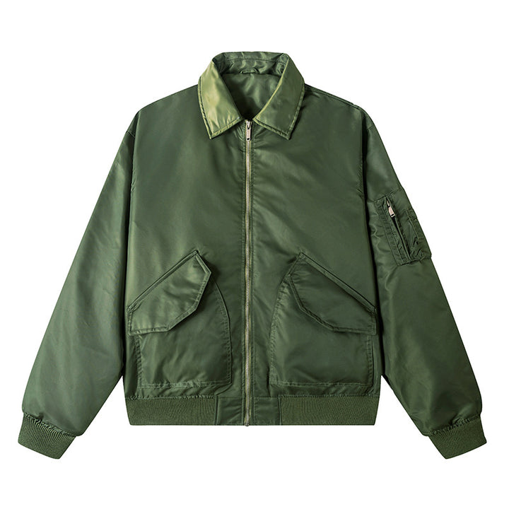 Herren  Boxy Kragen Zip-Front Bomberjacke mit übergroßen schrägen Klappentaschen und Utility-Tasche am Ärmel Echo Archiv